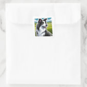 Carré Sticker Collie Bordure (Sac)