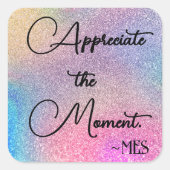 Carré Sticker coloré | Initiales et affirmation positive (Devant)