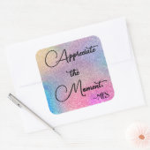 Carré Sticker coloré | Initiales et affirmation positive (Enveloppe)