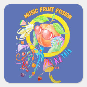 Carré Sticker conçu pour la fusion de fruits de musique