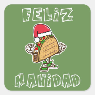 Carré Sticker cool Feliz Navidad Père Noël Taco