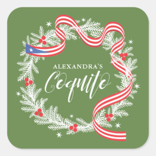 Carré Sticker Coquito Christmas Wreath