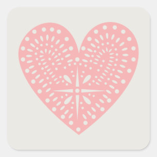 Carré Sticker coupe-coeur rose