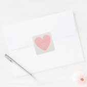 Carré Sticker coupe-coeur rose (Enveloppe)