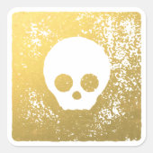 Carré Sticker crâne d'or - Faux Gold Foil (Devant)