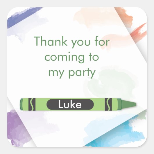 Carré Sticker Crayon Favor | Vert (Devant)