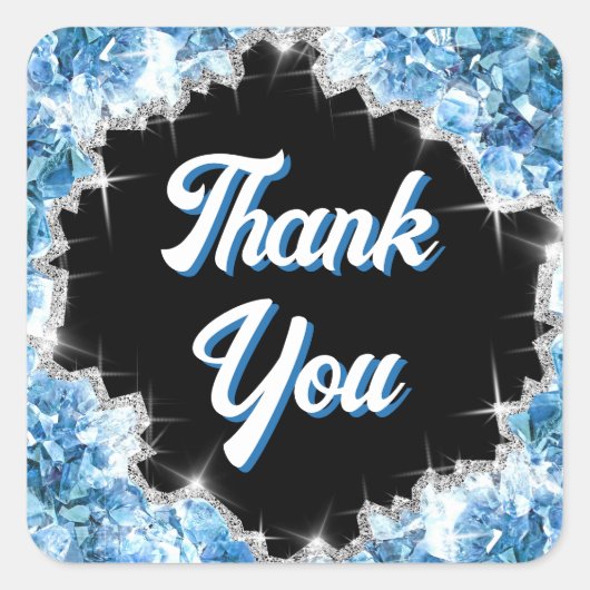 Carré sticker cristal bleu (Devant)