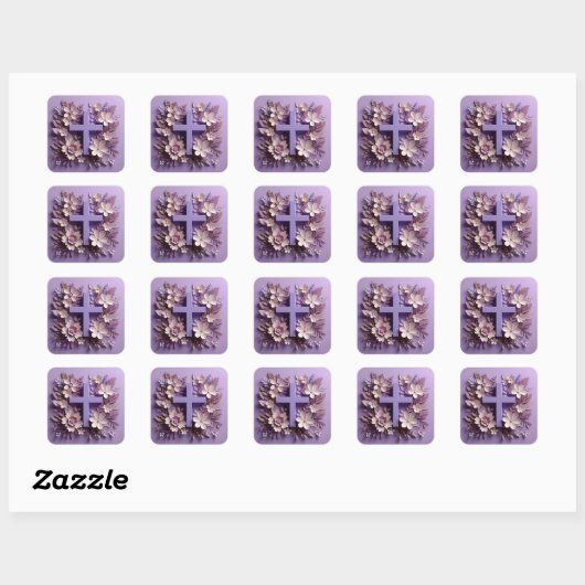 Carré Sticker croisé violet conception Ai (Feuille)