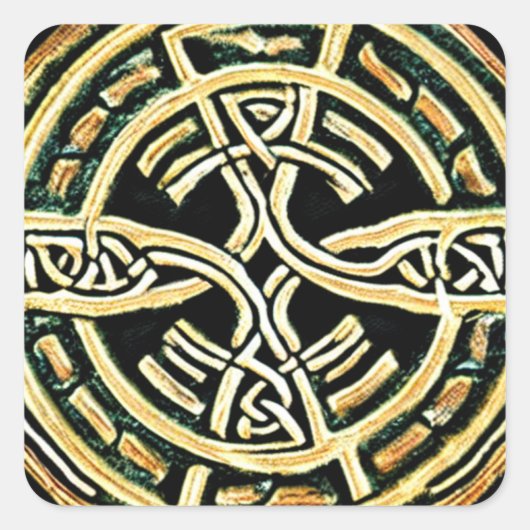 Carré Sticker Croix Cercle Or (Devant)