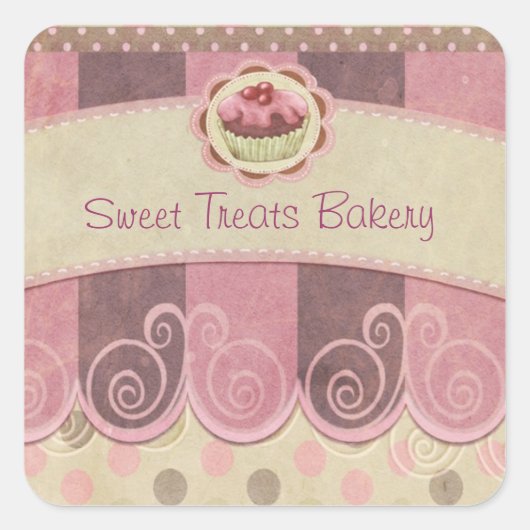 Carré Sticker Cupcake Rose (Devant)