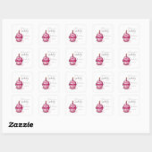 Carré Sticker Cupcake Rose Cute (Feuille)