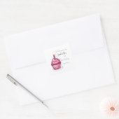 Carré Sticker Cupcake Rose Cute (Enveloppe)