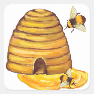 Carré Sticker d'abeille au miel