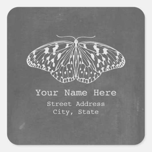 Carré Sticker d'adresse de papillon inspiré du tableau d (Devant)