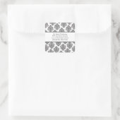 Carré Sticker d'adresse moderne Damask noir & blanc (Sac)