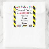 Carré Sticker d'alerte allergique pour le bureau de l'en (Sac)
