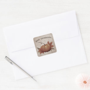 Carré Sticker Damask Citrouille de Thanksgiving