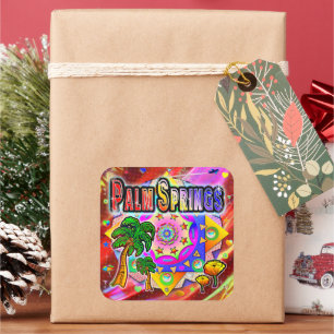 Carré Sticker d'amis tropicaux Palm Springs