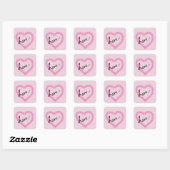 Carré Sticker d'amour du coeur rose (Feuille)