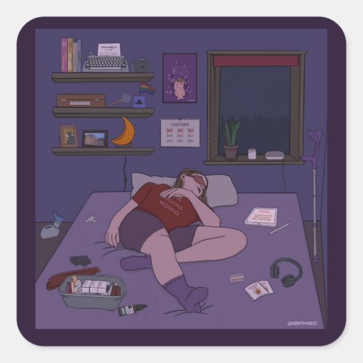 Carré Sticker Dandy Doodlez "Alors et maintenant" (Devant)