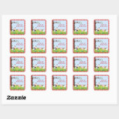 Carré Sticker d'anniversaire pour animaux de ferme migno (Feuille)