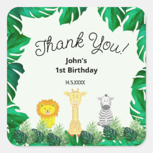 Carré Sticker d'anniversaire pour bébé tropical