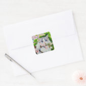 Carré sticker d'aquarelle pour chat mignon (Enveloppe)