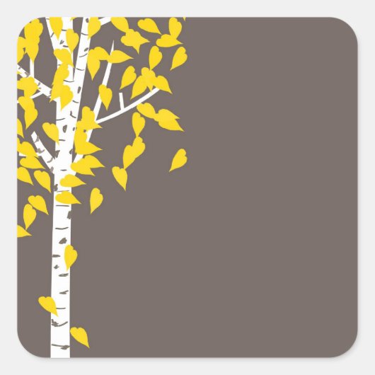 Carré Sticker d'arbre d'Aspen automne (Devant)