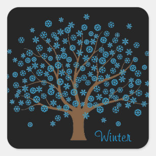 Carré Sticker d'arbre de flocon de neige d'hiver