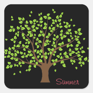 Carré Sticker d'arbre vert d'été