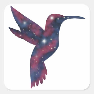 Carré Sticker Dark Hummingbird Starscape