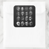 Carré Sticker d'art Monster Masques B & W - Halloween ré (Sac)