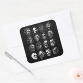 Carré Sticker d'art Monster Masques B & W - Halloween ré (Enveloppe)