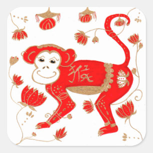 Carré Sticker d'astrologie du singe chinois