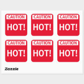 Carré Sticker d'avertissement à chaud (Feuille)