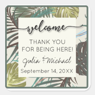 Carré Sticker de bienvenue Tropical Favors Hotel Bags