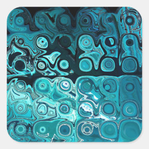 Carré Sticker de blocs de verre turquoise