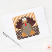 Carré Sticker de Bon thanksgiving de dinde caricature mi (Enveloppe)