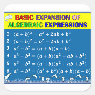 Carré Sticker de classe en mathématiques algèbre - Océan