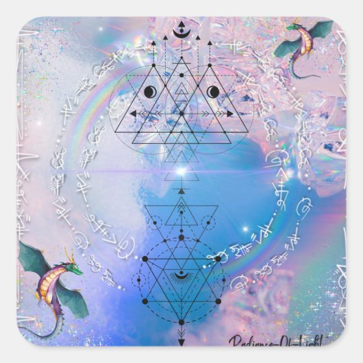 Carré Sticker de code léger Rainbow Dragon (Devant)