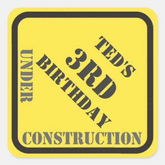 Carré Sticker de construction d'anniversaire