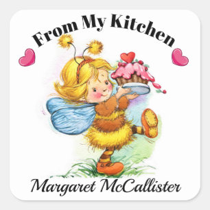 Carré Sticker de cuisine pour fille à gâteau précieux