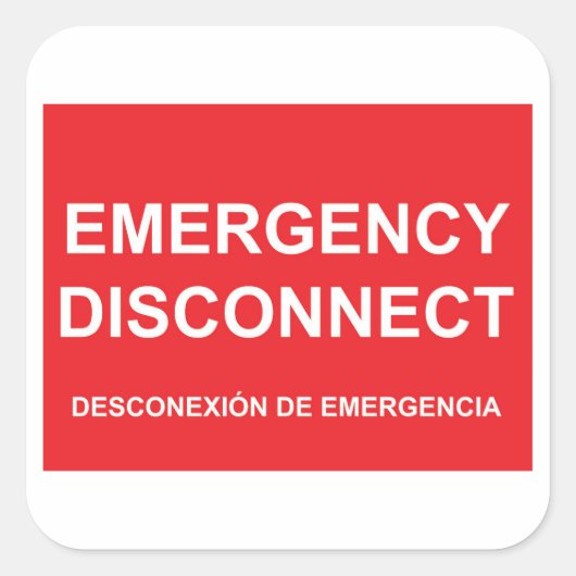 Carré Sticker de déconnexion d'urgence avec sous-titre e (Devant)