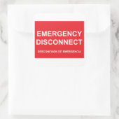 Carré Sticker de déconnexion d'urgence avec sous-titre e (Sac)