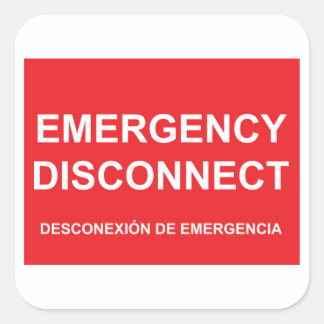 Carré Sticker de déconnexion d'urgence avec sous-titre e