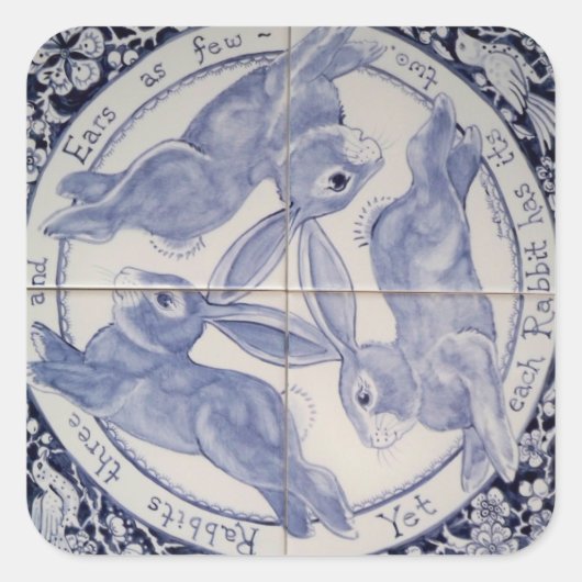 Carré Sticker de design pour Trio de lapin bleu bleu de  (Devant)