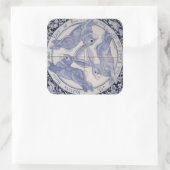 Carré Sticker de design pour Trio de lapin bleu bleu de  (Sac)