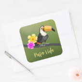 Carré Sticker de design Tropical Toucan Pura Vida (Enveloppe)