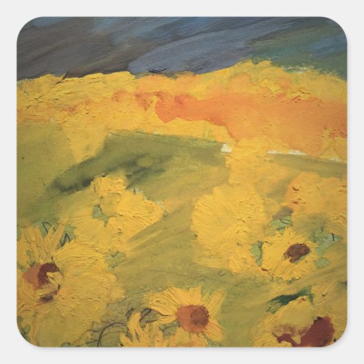 Carré Sticker de dessin de tournesol (Devant)