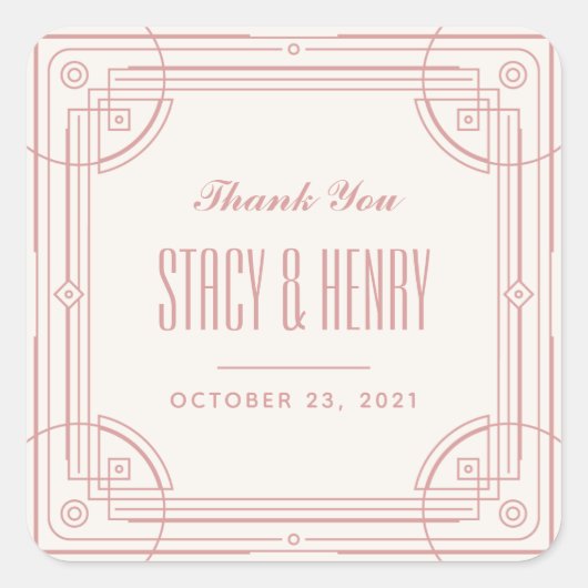 Carré Sticker de fermeture Mariage de cadre moderne déco (Devant)